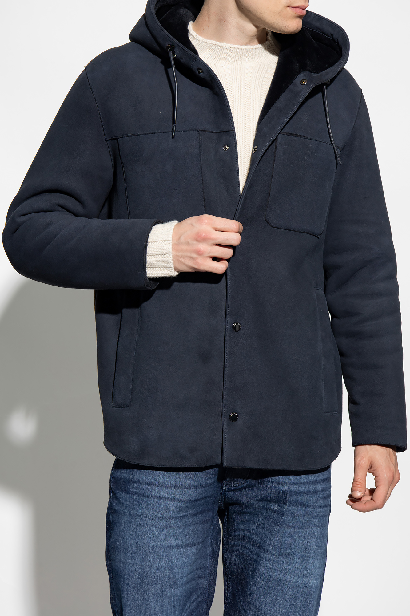 Armani shearling jacket best sale